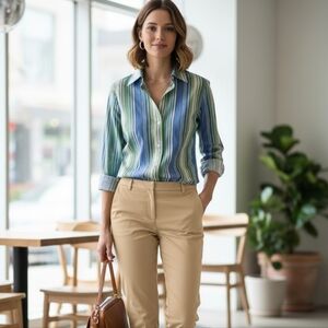 The Limited Blue and Green Striped Shirt